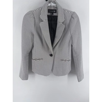 Forever 21 Women's Striped Blazer - Black and White, Business Casual, Medium - Image 1 of 4