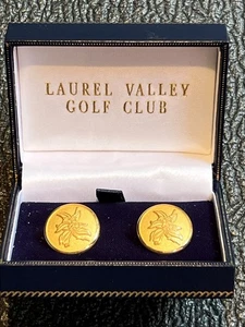 Laurel Valley Golfschläger Gold Manschettenknöpfe. H&S England. In einwandfreiem Zustand. - Bild 1 von 11