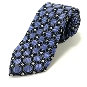 Colours by Alexander Julian Luxury Tie Blue Geometric Pattern Woven Necktie - Picture 1 of 8