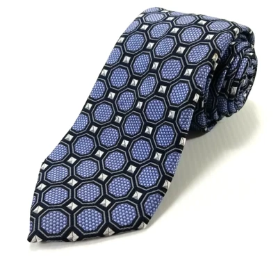 Colours by Alexander Julian Luxury Tie Blue Geometric Pattern Woven Necktie - Image 1 of 4
