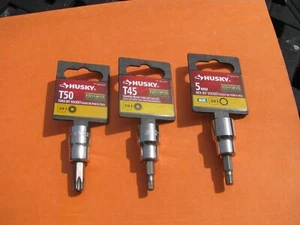 Brand New- Husky T45 Tamper proof torx bit socket, T50 bit socket & 5mm hex bit - Picture 1 of 3
