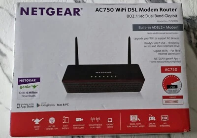 Modem router Netgear ADSL ADSL2 WIFI AC750 MOD D6000 AC750 DUAL BAND USATO - Imagen 1 de 4