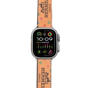 Bracelet DESIGNER Apple Watch série 1 2 3 4 5 6 7 8 9 10 SE ULTRA 2 H orange - Photo 1 sur 12