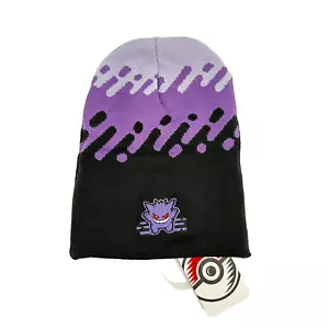 Pokemon Center Gengar Beanie Black Purple Unisex Adults One Size Reversible New - Picture 1 of 4