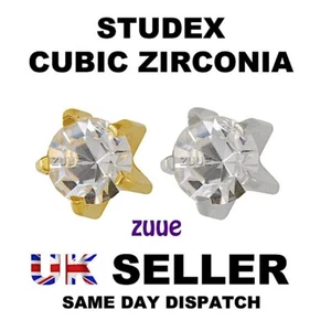 STUDEX CZ KRALLEN SET VERGOLDET EDELSTAHL OHRRING OHRSTECKER MINI REGULAR - Bild 1 von 1