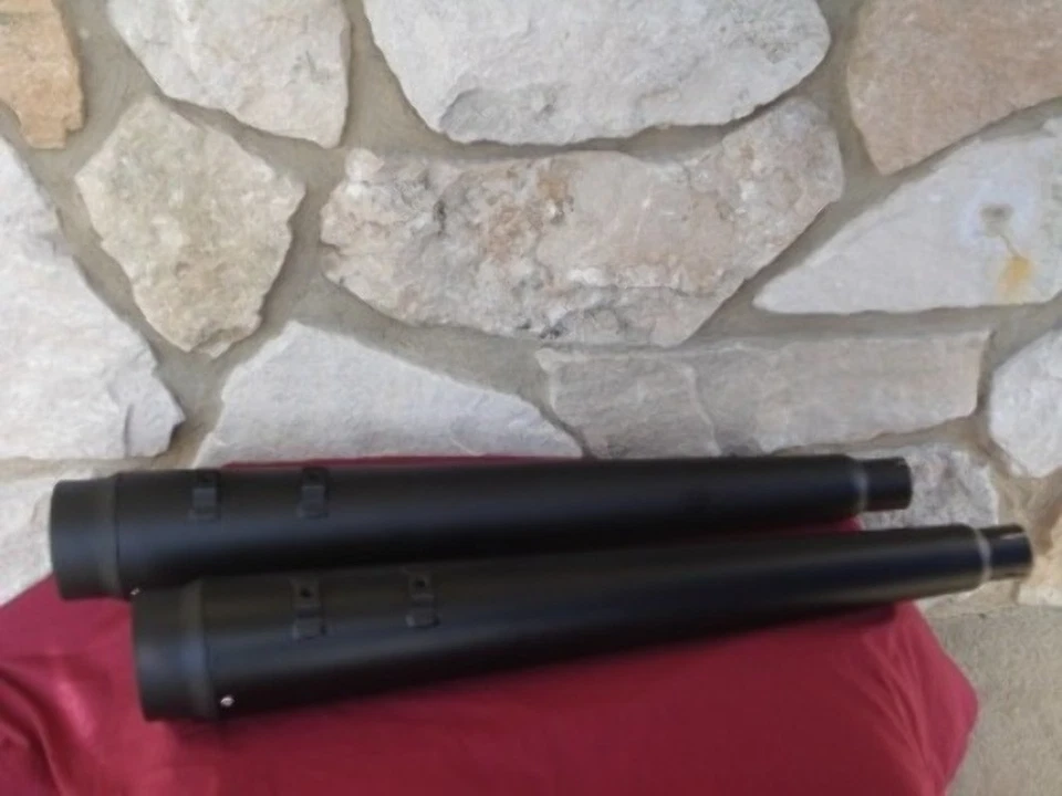 ADN 4" NEGRO MEGÁFONO SILENCIADORES DESLIZABLES TUBOS DE ESCAPE 1995-2016 HARLEY TOURING Foto 1 de 1