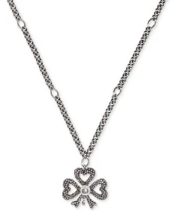 GUCCI HALSKETTE AURECO SCHWARZ FINISH STERLINGSILBER KUNSTPERLEN KLEEBLATT ANHÄNGER - Bild 1 von 8