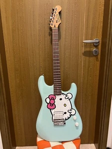 Gitara Catface Hello kitty środkowy palec baby niebieski dwupunktowy mostek elektryczny gui - Zdjęcie 1 z 8