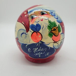 FATHER FROST Matryoshka Doll Russian SANTA CLAUS Carved Wood 4.5" Handpainted - Picture 1 of 7