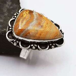 Crazy Lace Agate Ethnic Handmade Sister Gift Ring Jewelry US Size-6.5 AR 2113