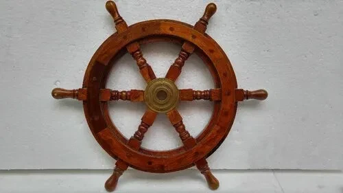 Volante de barco de madera volante grande volante de capitán pared náutica 24... - Imagen 1 de 4