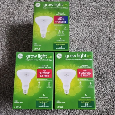 Лот из 3 новых светодиодных ламп GE Grow. Использует только 9 Вт - Изображение 1 из 4