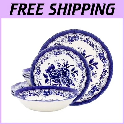 Juego de cena de porcelana estilo británico atemporal - azul Victoria Foto 1 de 4