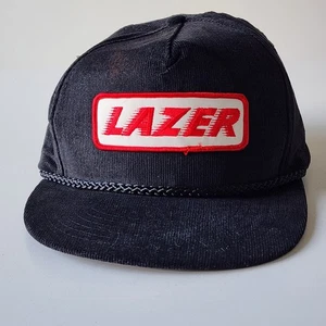 Vintage Lazer Corduroy Trucker Hat Cap Snap Back Rope Patch Embroidery 80s - Picture 1 of 12