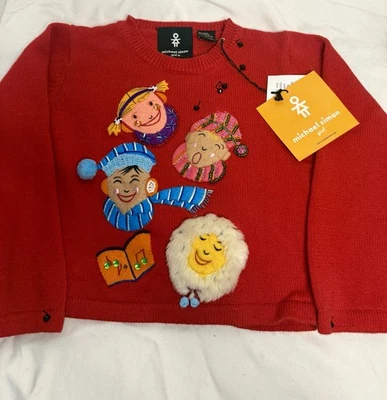 SUÉTER De Colección Michael Simon Niñas Colorido VILLANCICOS DE NAVIDAD 7 Coro de Invierno Nuevo con Etiquetas Foto 1 de 4