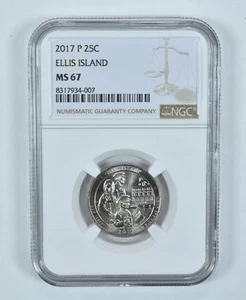 2017-P Washington Quarter Ellis Island America The Beautiful MS67 NGC *9200 - Picture 1 of 5