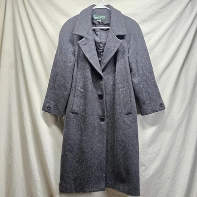 Vintage Stephanie Andrews 100% Wool Trench Coat Charcoal Gray Women's 6 Petite  - Image 1 of 4