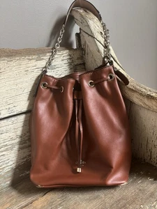 Guess Drawstring Bucket Bag Brown - Picture 1 of 14