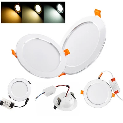 Dimmable LED Panel Ceiling Light Downlight Recessed 3W 5W 7W 15W 18W Lamp 220V - Image 1 of 4