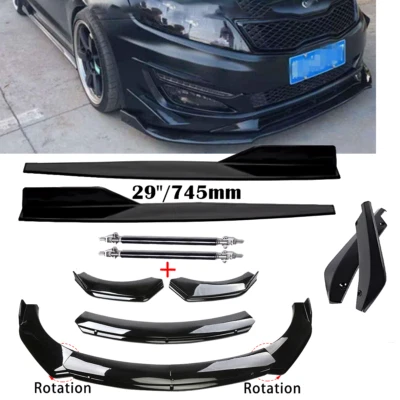For Kia Optima 2010-20 Gloss Black Front Bumper Rear Lip Spoiler Side Skirt Bod Foto 1 de 4