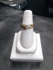9ct Yellow Gold Rings with Diamond Simulant - #108 - Picture 1 of 5