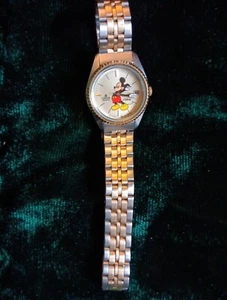 Two Tone Lorus by Seiko Mickey Mouse Quartz Watch for Women, Disney Date Watches - Picture 1 of 8