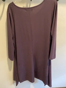 ARNA YORK Women's Eggplant Handkerchief Hem Pullover Long Sleeve Tunic Top 20 - Picture 1 of 7