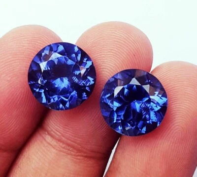 Natural Tanzanite Pair 8 To 10 Ct Certified Loose Gemstone Round Cut H562 - Image 1 of 4