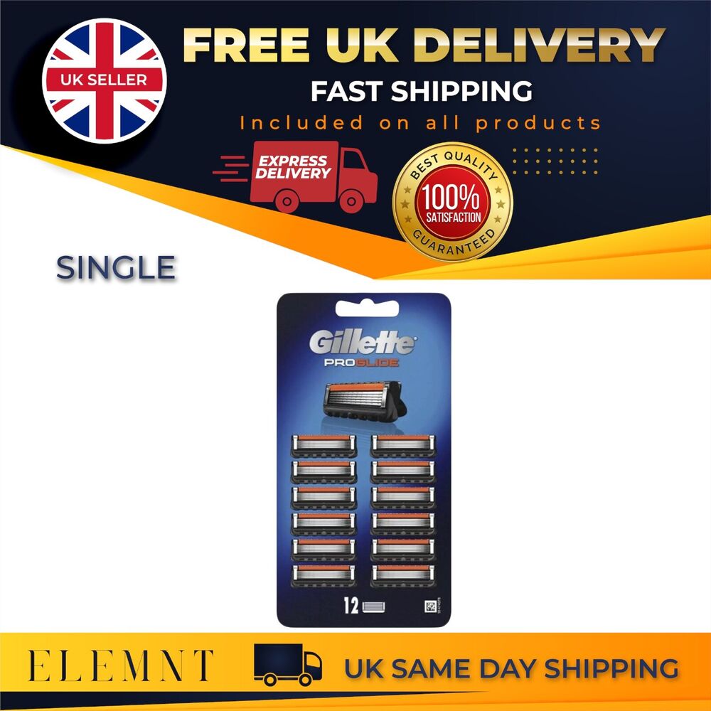 GILLETTE FUSION PROGLIDE 12 BLADES PACK NEW & SEALED 100% GENUINE FREE DELIVERY