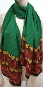 Bufanda cuadrada grande verde multicolor 100 % seda estampado zorro verde vassilisa de diseñador - Imagen 1 de 7