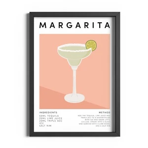 Margarita Estampado de Cóctel Cocina Arte de Pared Hogar Bar Decoración Comedor Póster Regalo - Imagen 1 de 59