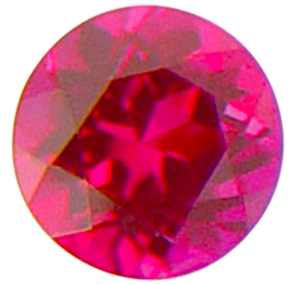 RUBY ROUND CUT RED PINK MAN MADE LAB GROWN GEM FINE FACETED THAILAND NICE AAA IF - Image 1 of 4