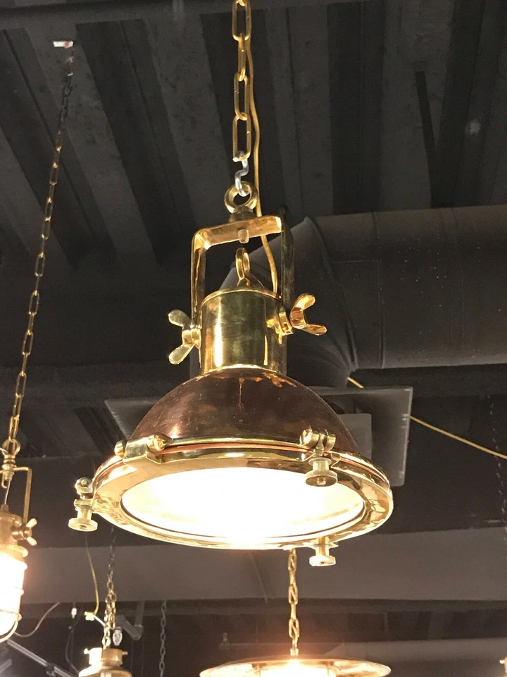 MARINE ANTIQUE NAUTICAL SMOOTH COPPER & BRASS PENDANT/CEILING/HANGING LIGHT - Image 1 of 4