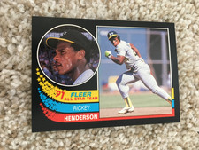 RICKEY HENDERSON INSERT FLEER 1991 ALL STAR TEAM OAKLAND A'S BASEBALL CARD !!
