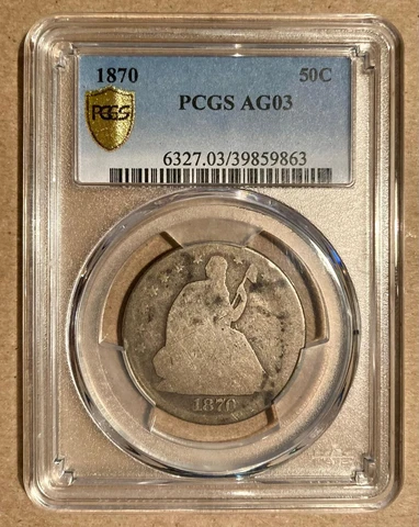 1870 PCGS AG03 Liberty Seated Half Dollar 50c - Lowball Cover