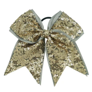 8 Inch Full Sequin Bling Cheer Hair Bow with  Elastic Band Cheerleading CB005 - Picture 1 of 22