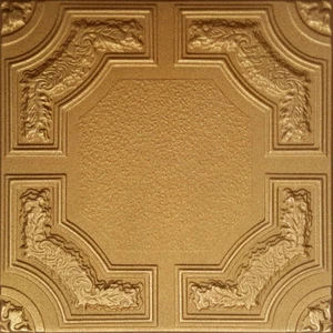 Ceiling Tiles, Glue Up 20" x 20", Decorative, Styrofoam, CARACAS Metalic GOLD - Picture 1 of 2