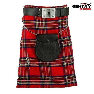 Mens Scottish Traditional Tartan Kilt Royal Stewart 8 Yards Highlanders Outfit - image 1 of 4