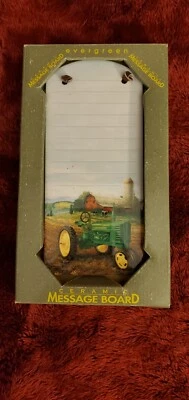 Vintage  John Deere Tractor Dry Erase Message Board Ceramic 2002 - Image 1 of 4