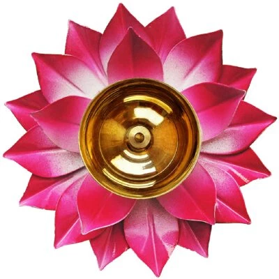 Lotus Brass Diya Oil Lamp for Diwali Home Decor US - Image 1 of 4