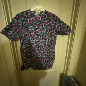 crest vintage multicolor scrub top medium - Picture 1 of 5