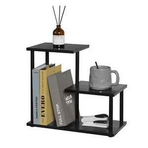 3-Tier Black Wood Desktop Organizer Shelf Small Bookshelf for Office & Home - Picture 1 of 7