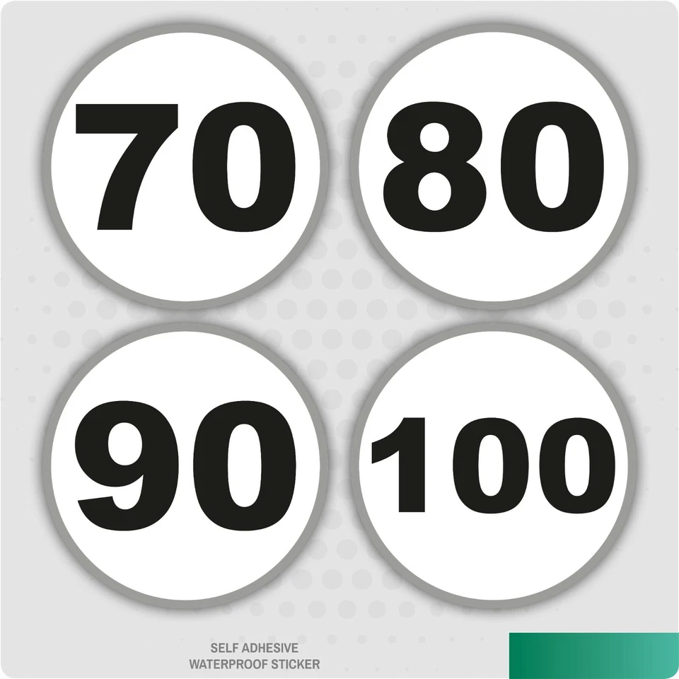 STICKERSHOP103 Französische Geschwindigkeitsbegrenzungen 70, 80, 90, 100 Sicherheitsaufkleber Auto Fahrzeug Schilder Straße Frankreich