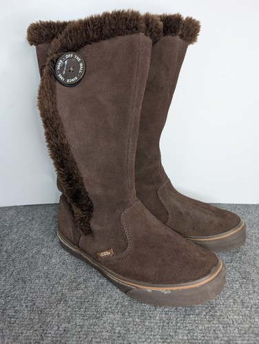 Stivali da neve Vans Phoebe da donna taglia 6 5 sneaker marroni scamosciati pelliccia gancio e passante TB4R