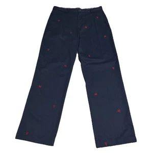 Brooks Brothers Boys' Chino Pants In Navy, Embroidered Lobsters, Crabs Size: 18 - Picture 1 of 9