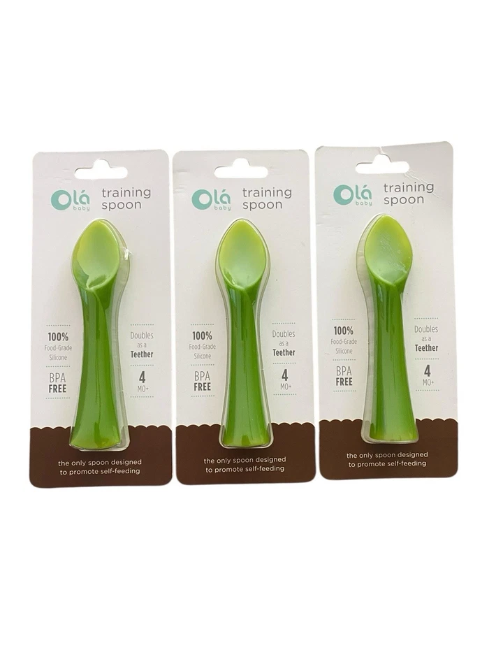 Ola Baby Silicone Training Spoon Teether 4 Months Green