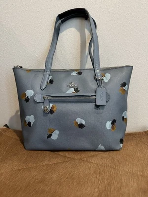 COACH CORNFLOWER BLUE FLORAL FLORA PRINT TAYLOR TOTE SHOULDER  BAG #37226 - Image 1 of 4