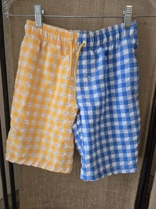 Boy's Wonder Nation Yellow Blue Seersucker Quick Dry Swim Trunks Size 8 - Picture 1 of 11