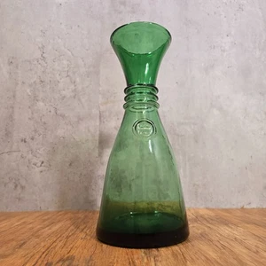 Vintage Green Glass Empoli 4 Dot Wine Carafe or Vase Made in Italy - 27cm Tall - Picture 1 of 15