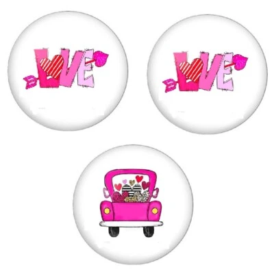 Happy Love Day Cabochons 20mm - Shelly's Buttons Valentine's Day Craft Scrap Sew - Image 1 of 2